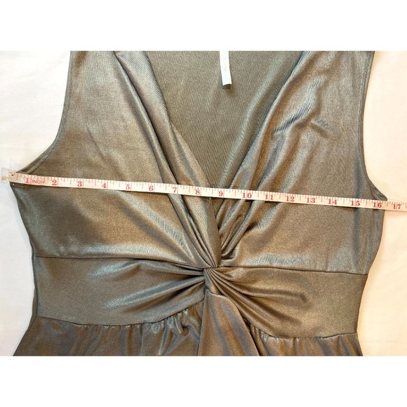 Sydney Joy Womens Front Knot Sheath Dress V Neck Sleeveless Silver Gray Small - Picture 5 of 6